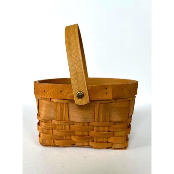 Vintage Basket Movable Handle 7x6 Longaberger Style Farmhouse Catch-all Storage - Picture 3 of 9